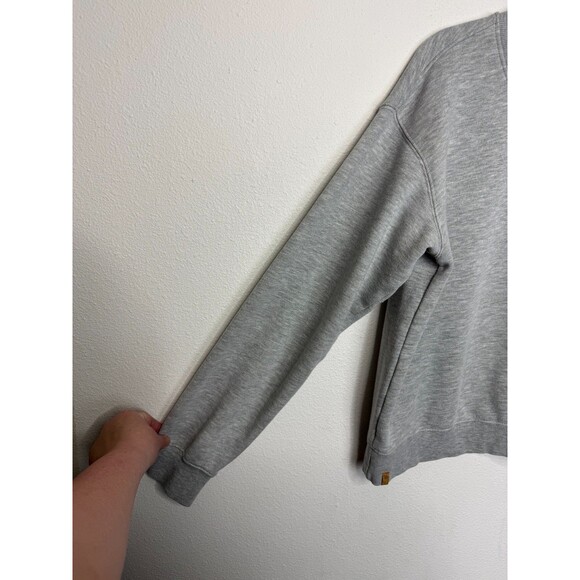 Tentree Womens Medium Golden Spruce Fleece Sweater Gray Crewneck Embroidered - Picture 8 of 13